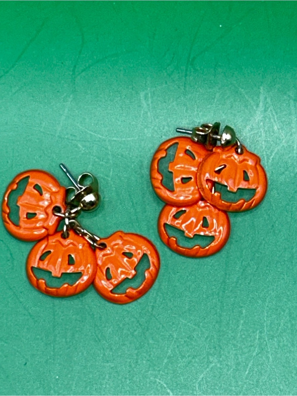 Orange Pumpkin Jack-O'-Lantern Dangle Earrings